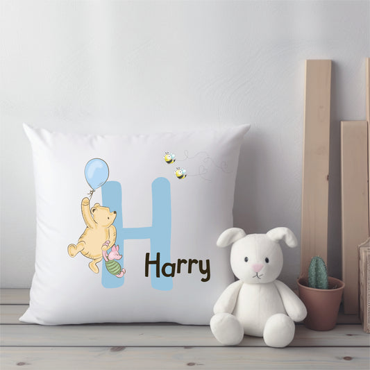 Pooh Bear Blue Initial - Personalised Duvet Cover Set