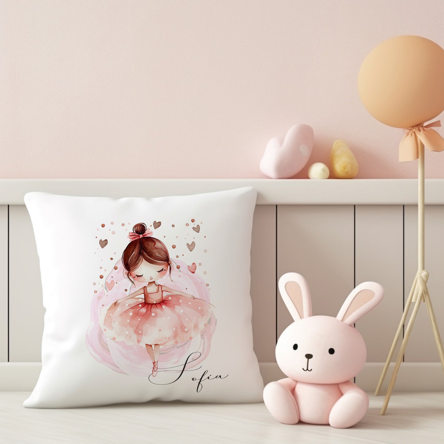 Personalised Dancing Ballerina Floral Nursery Cushion