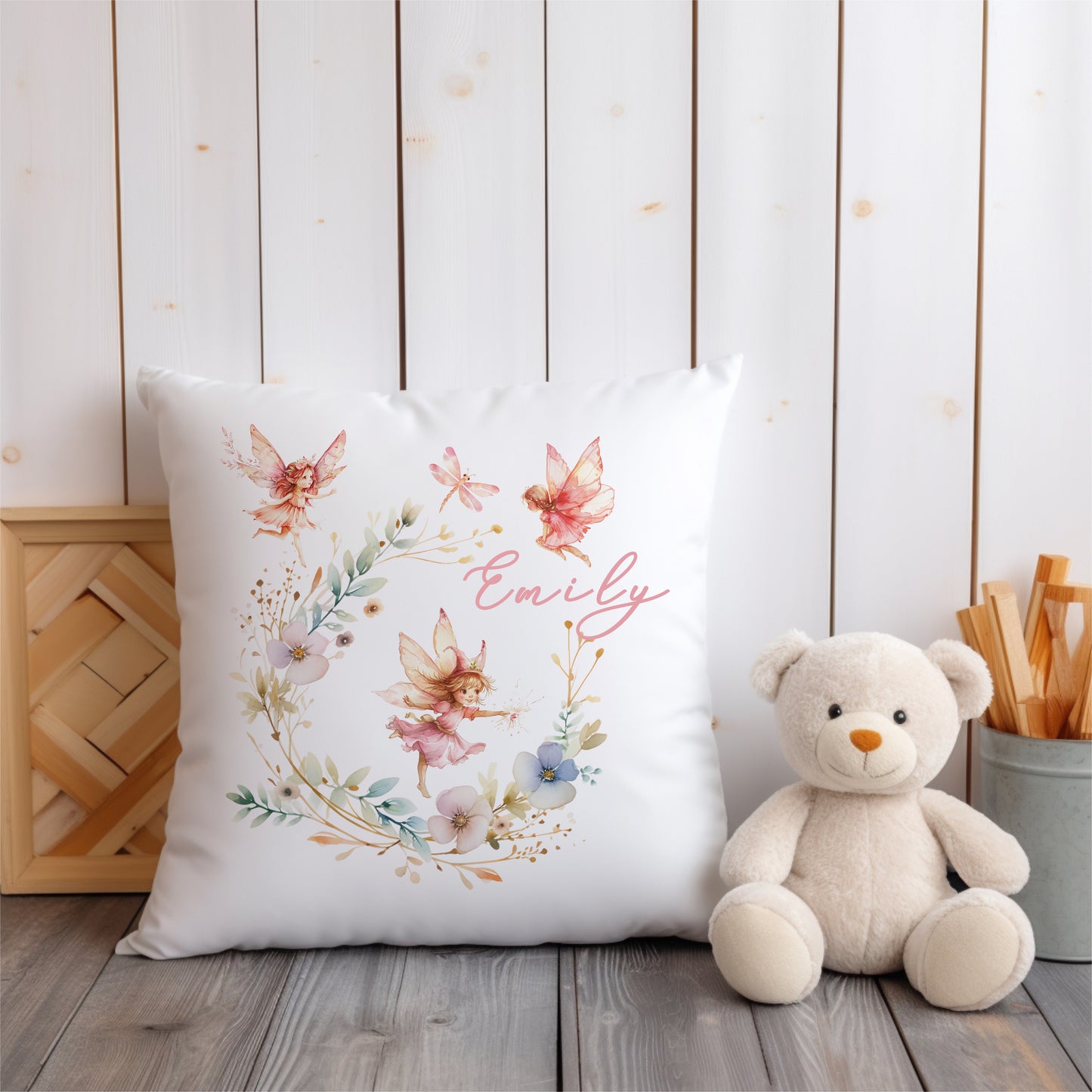 Personalised Fairy Floral Nursery Cushion