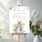 Blue Rabbit Christening Welcome Sign Banner