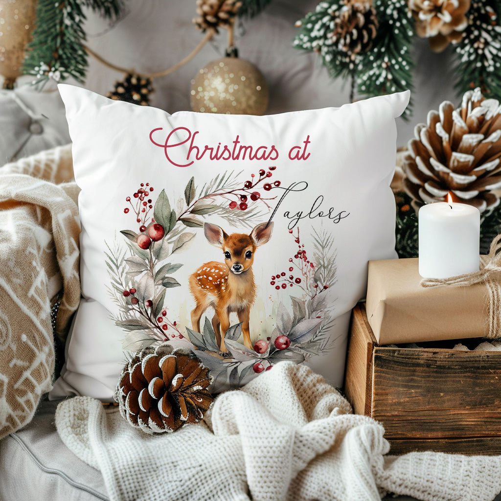 Festive Magical Deer Design Cushion