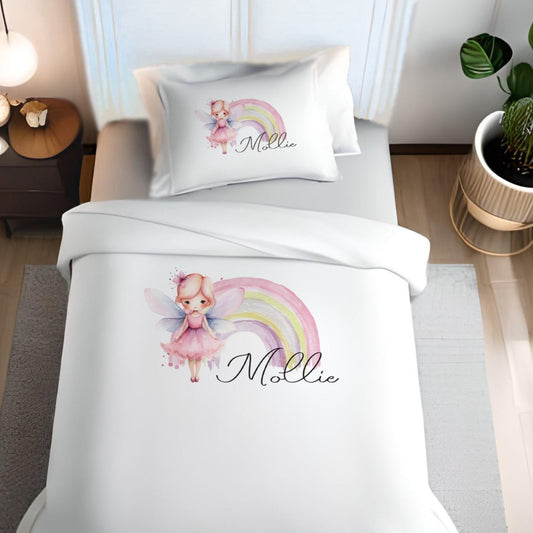 Rainbow Fairy Girl - Personalised Duvet Cover Set