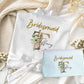 Bridesmaids White Cream Floral Robe make up bag - Personalised Satin Wedding Dressing Gown