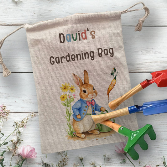 Bunny Gardening Bag Personalised Kid's Gardening Set Tool Kit