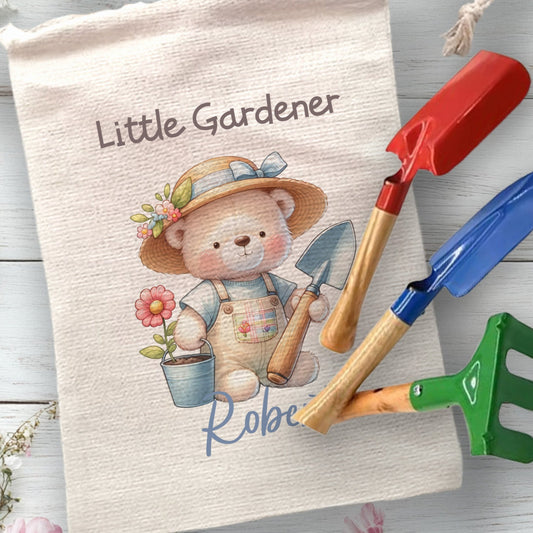 Little Gardener Cute Bear Personalised Kid's Gardening Set Tool Kit