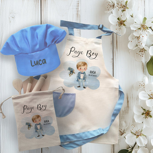 Page Boy - Personalised Kids Linen Style Wedding Baking Set