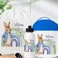 Cute Bunny with Rainbow Personalised Lunch Bag Bottle PE Set