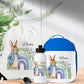 Cute Bunny with Rainbow Personalised Lunch Bag Bottle PE Set