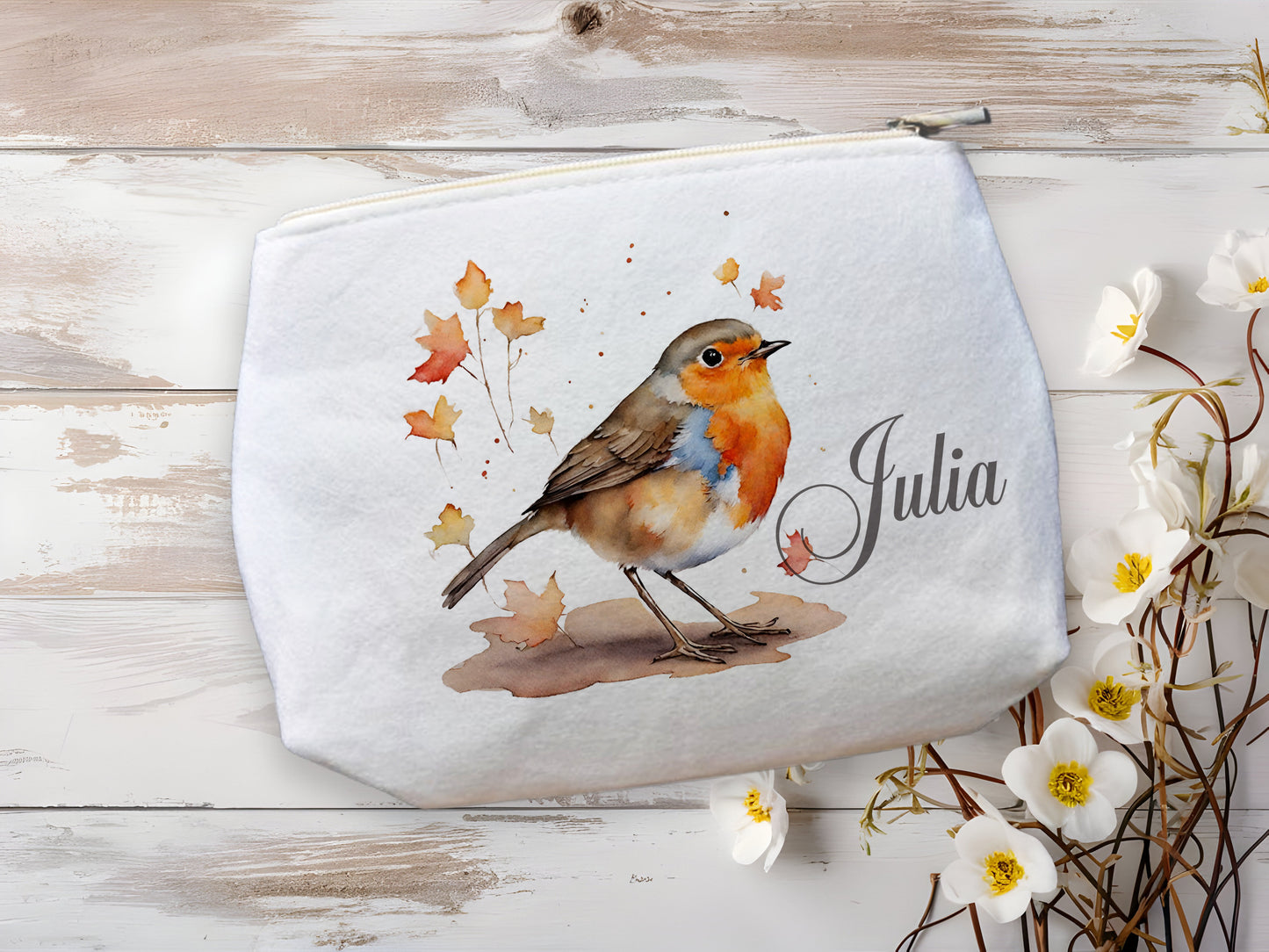 Robin Bird Design Makeup Bag