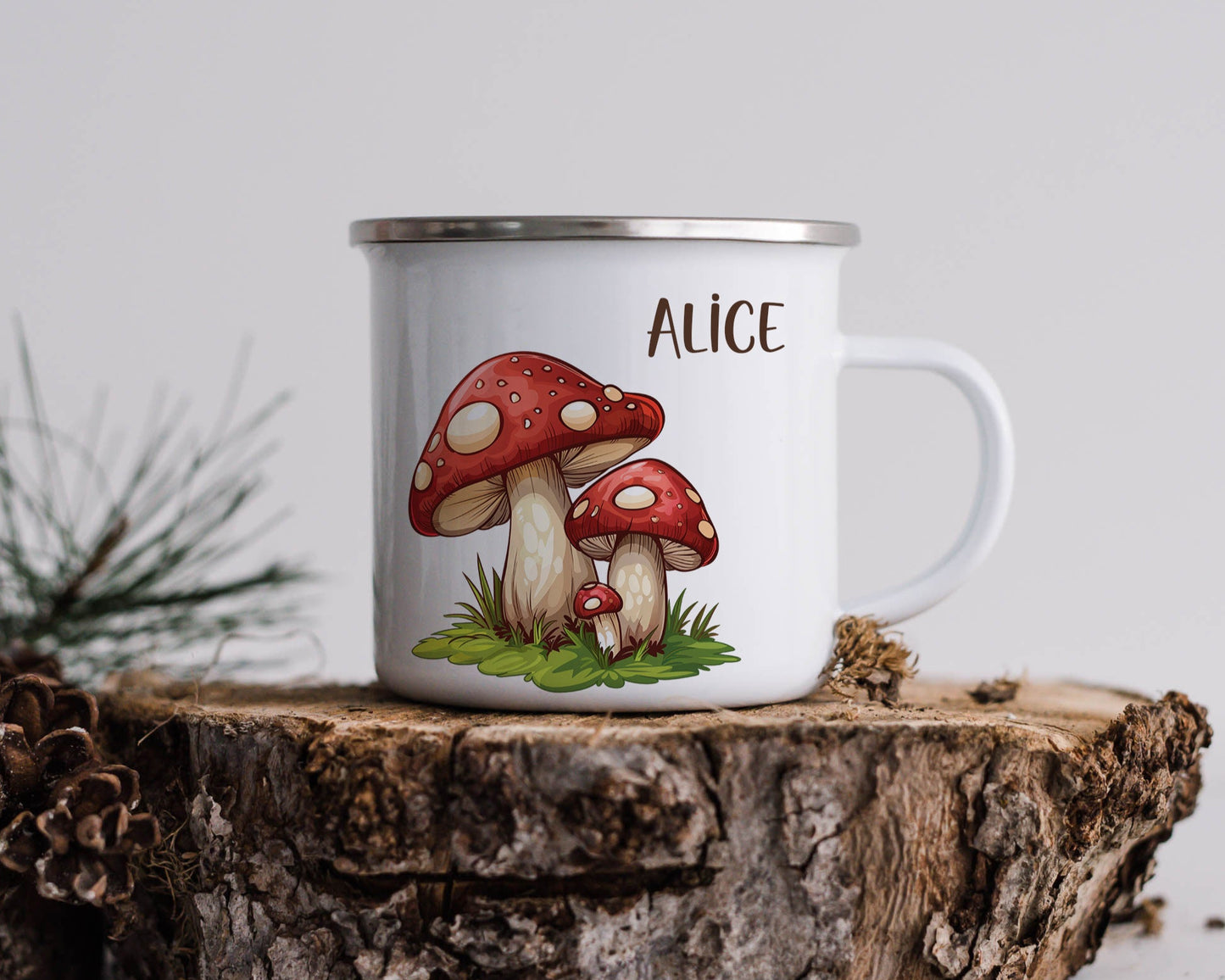 Quirky Mushroom Personalised Mug With Coaster