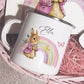 Personalised Pink Rabbit Placemat Coaster Mug Gift Set