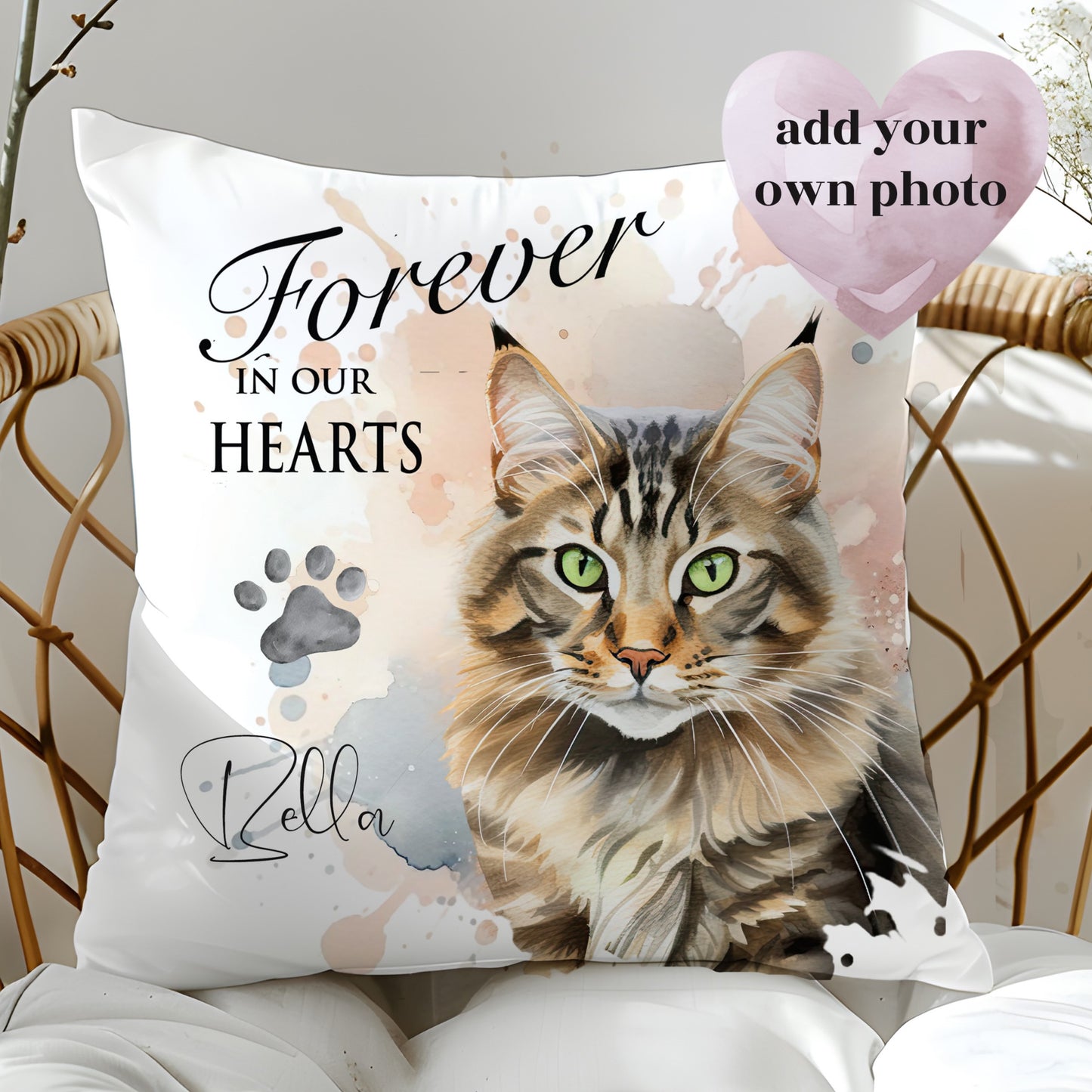 Personalised Pet Memorial Cushion Set “They Lived, They Loved, They Purred”