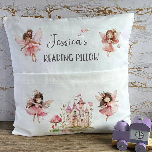 Personalised Forest Fairy Castle Design Nursery Pocket Cushion