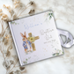 Blue Floral Bunny Personalised Christening Guestbook with Ribbon