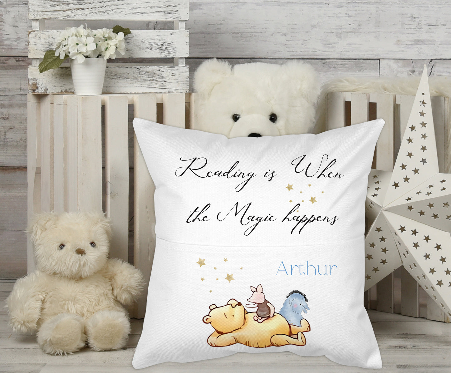 Pooh Bear and Friends Kids Personalised  Pocket Pillow