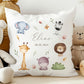 Personalised Quality Safari Print Soft Nursery Cushion