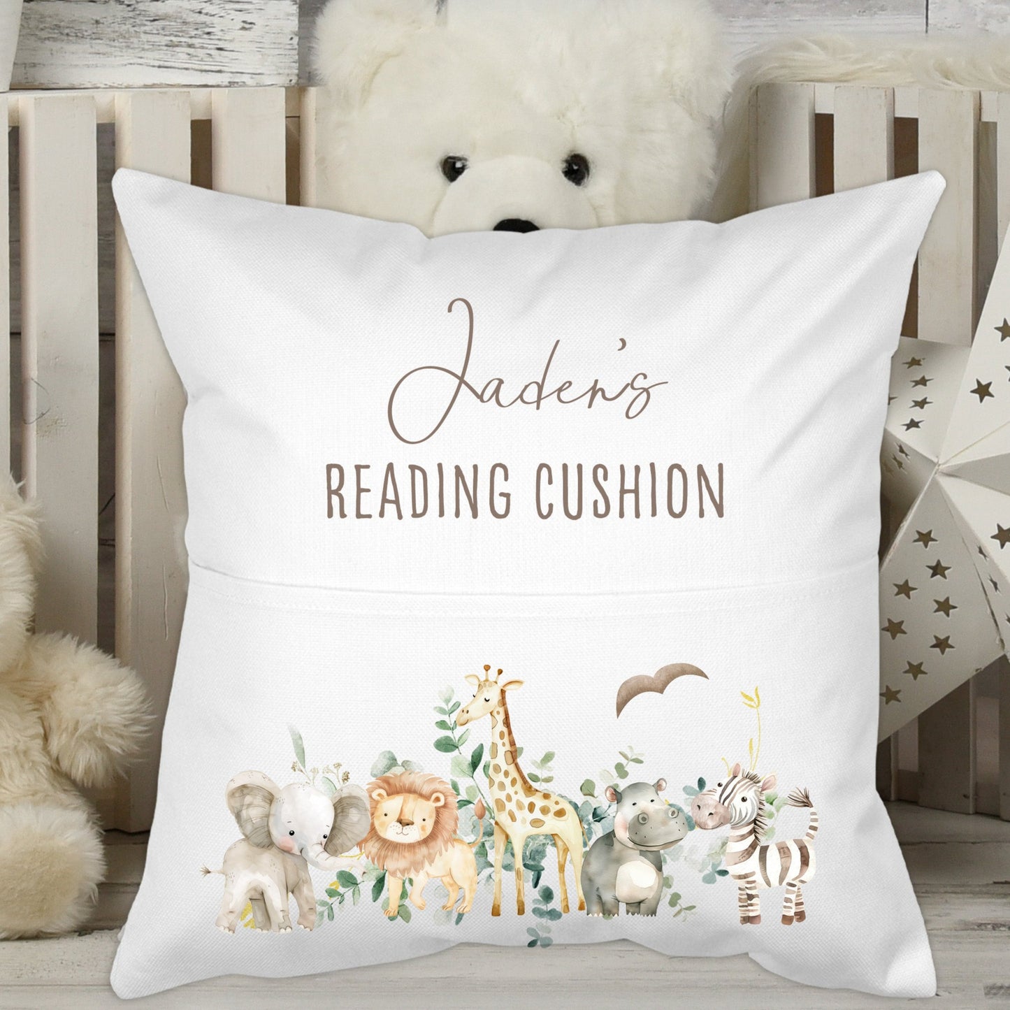 Personalised Safari Party Kids  Pocket Pillow