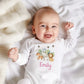 Safari Animals Print Personalised Baby Blanket Set.romper,bib