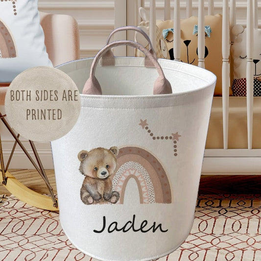 Personalised Kids Bear Design Large Toy basket Gift Set