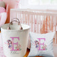 Personalised Fairy Print Large Toy basket Gift Set With Cushion