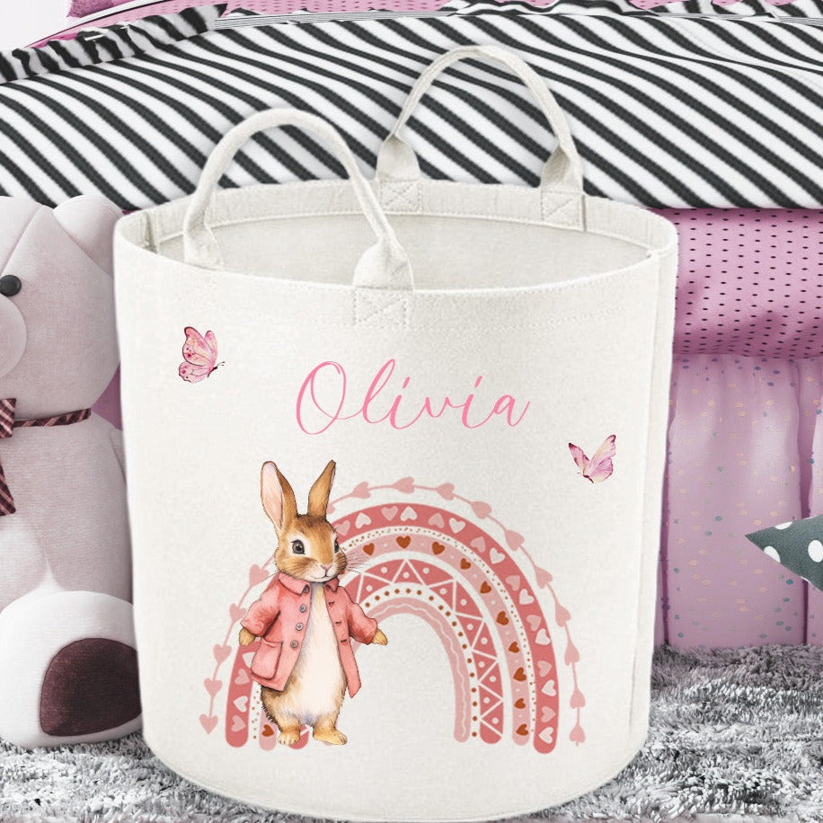 Pink Rabbit with rainbow Nursery Cushion Set