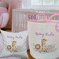Personalised Pink Girls Safari Toy basket Gift Set With Cushion