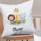 Personalised Safari Design  Large Toy basket Gift Set With Cushion