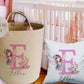 Personalised Fairy Print Large Toy basket Gift Set With Cushion