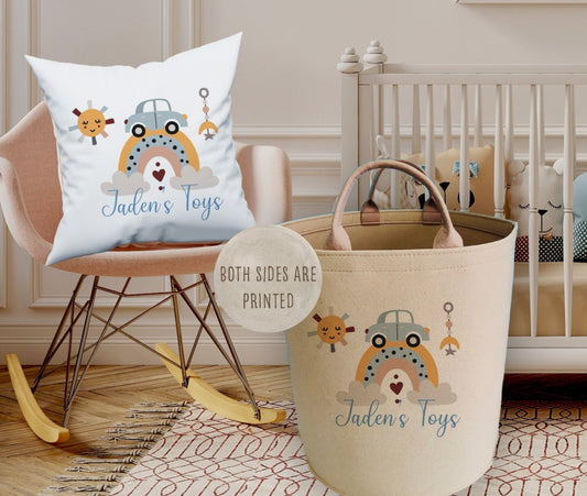 Personalised Boohoo Print Large Toy basket Gift Set With Cushion