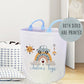 Personalised Boohoo Print Large Toy basket with blue handles  Gift Set With Cushion