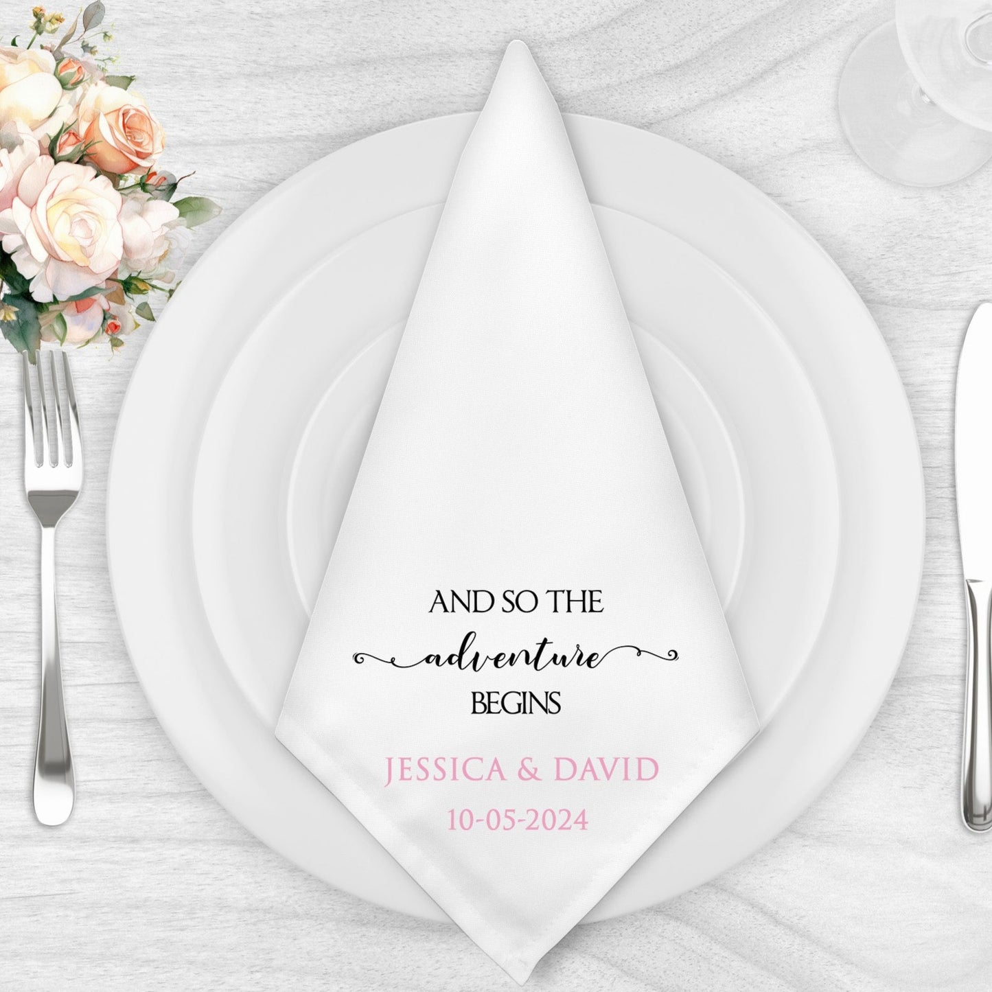 Personalised Elegant  Wedding Napkin Set