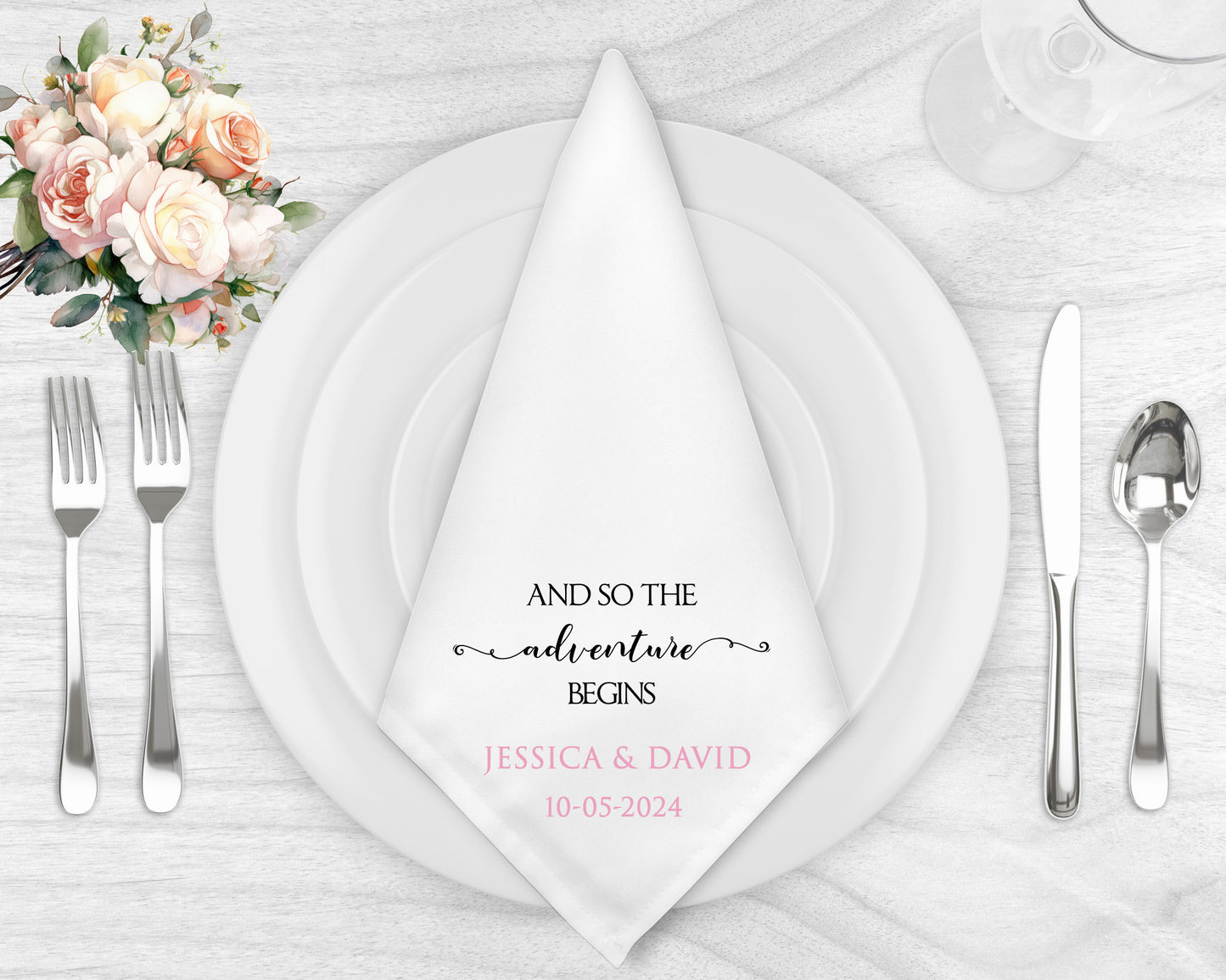 Personalised Elegant  Wedding Napkin Set