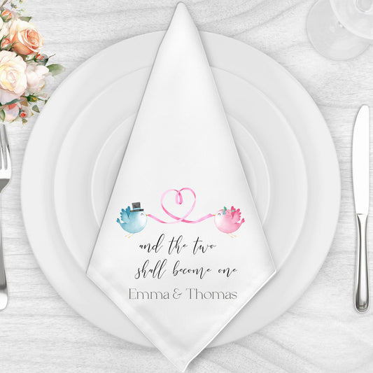 Mr and Mrs Elegant Cute Bird Wedding Napkin Set