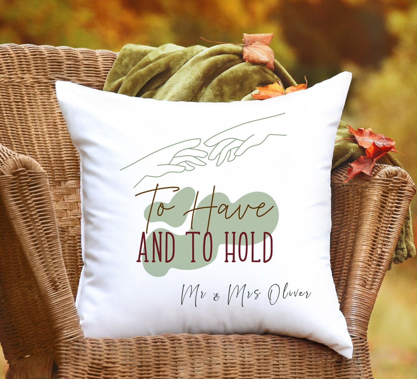 Personalised "to have and to hold" Couple Wedding Floral Gift Cushion