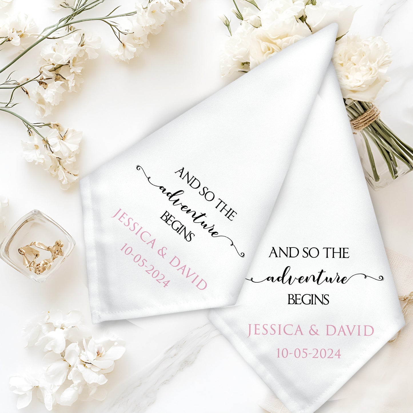 Personalised Custom made Elegant  Wedding Napkin Set for any Occasions