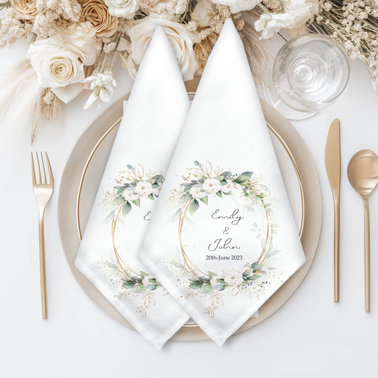Personalised Floral Eucalyptus Design Wedding Napkin Set