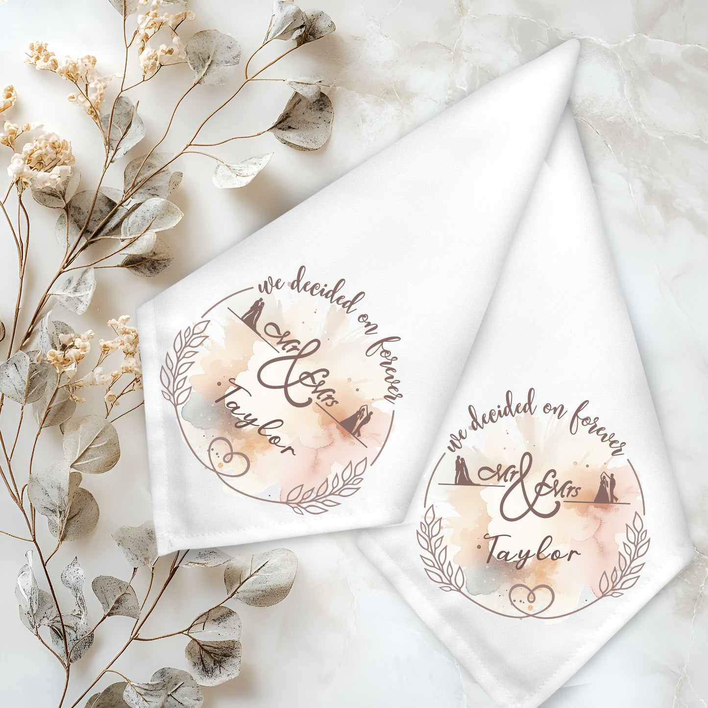 Personalised Elegant Classy Winter Autumn Theme Wedding Napkin Set