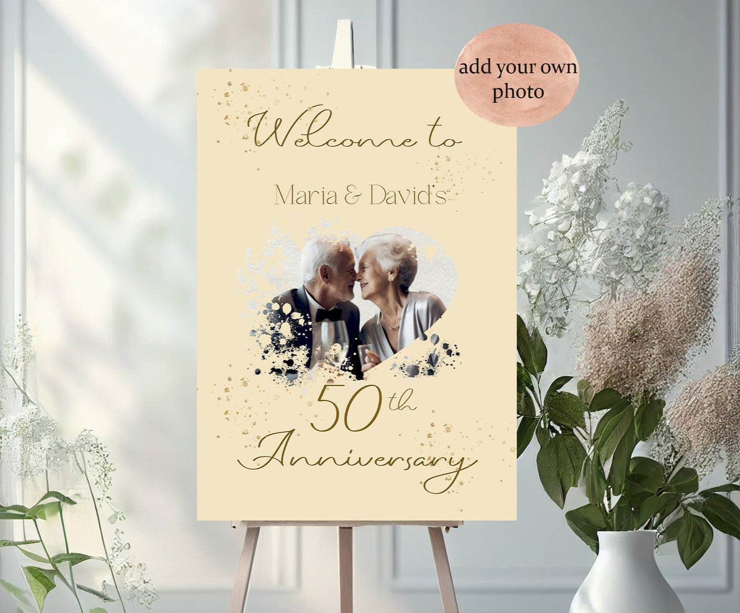 Personalised  Elegant Anniversary Own Photo Banner