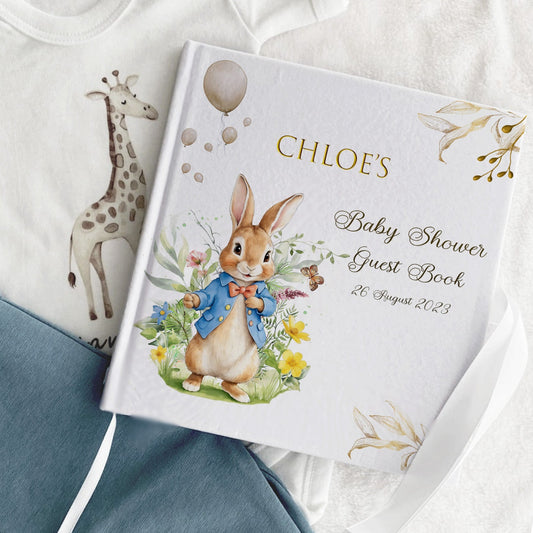 Blue Bunny Personalised Baby Shower Welcome Sign Backdrop