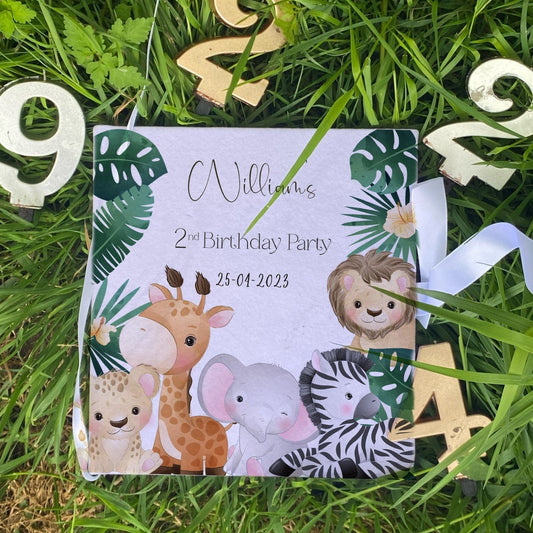 Personalised Jungle Theme Birthday Memory Book with Ribbon