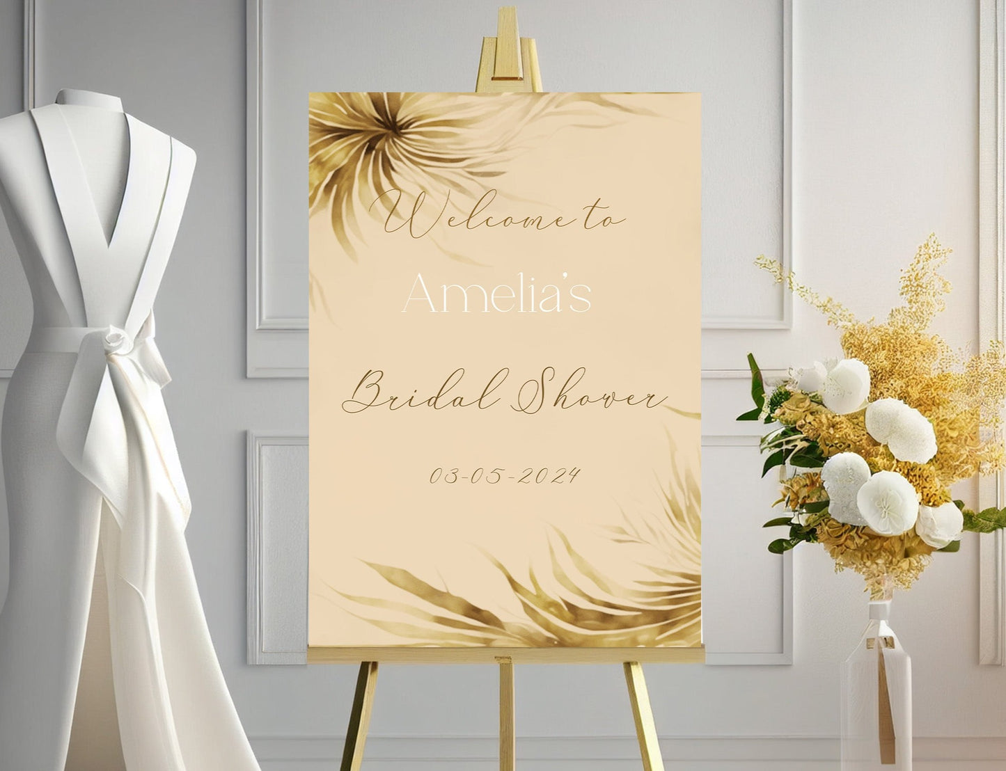 Personalised Beige Classy Bridal Shower Welcome Sign