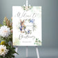 Floral Wreath  Blue Rabbit Christening Welcome Banner