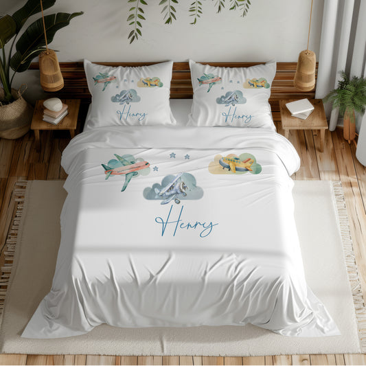 Fighter Jet Little Pilot - Personalised Duvet Cover Set