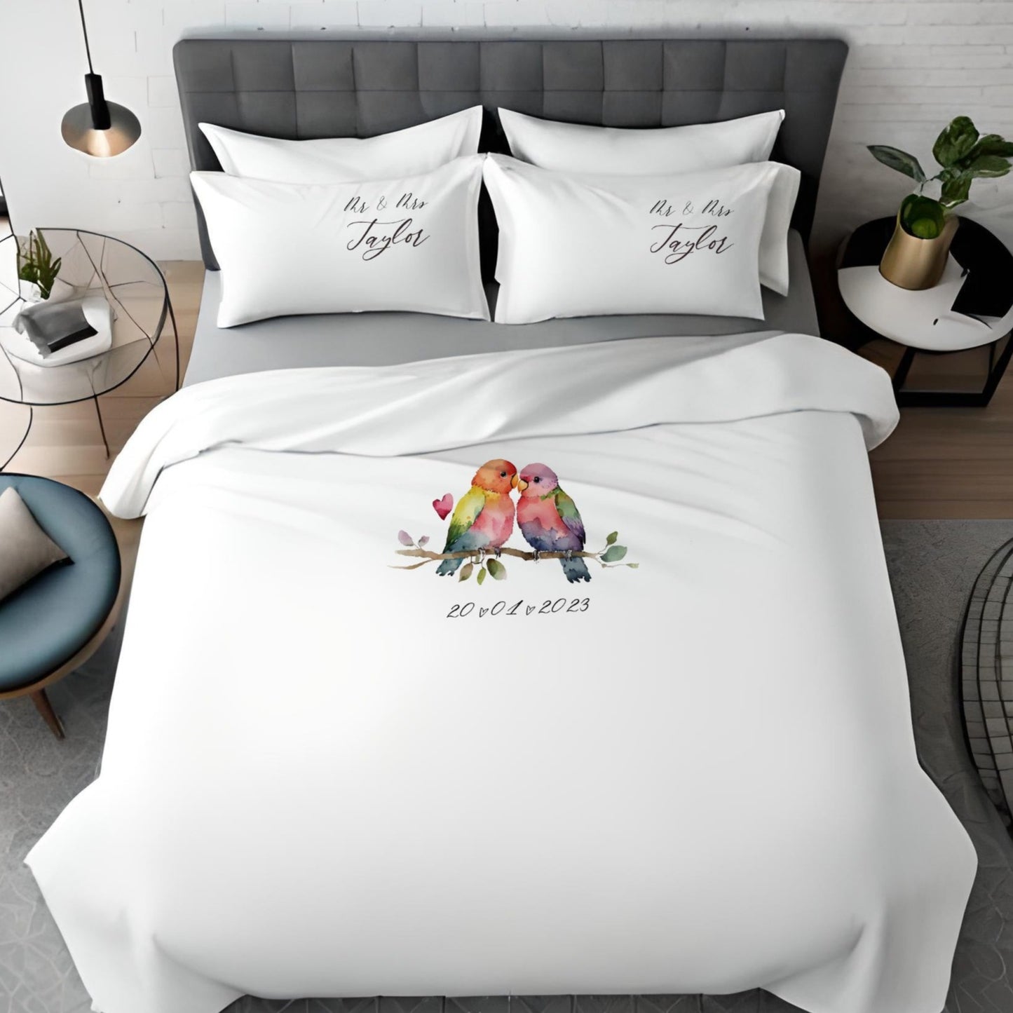 Love Birds - Personalised Duvet Cover Set