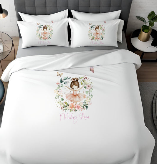 Dancing Pink Ballerina - Personalised Duvet Cover Set