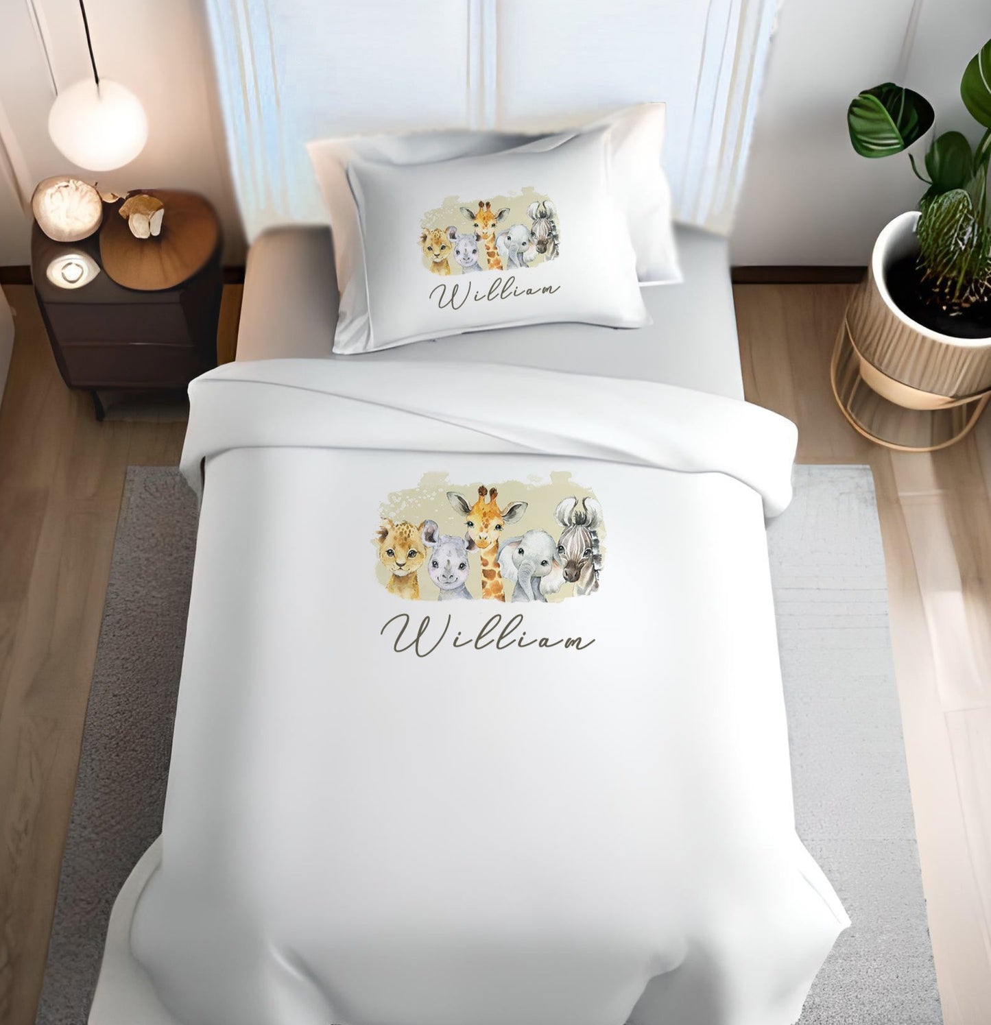 Safari Animals Personalised Duvet Cover Set