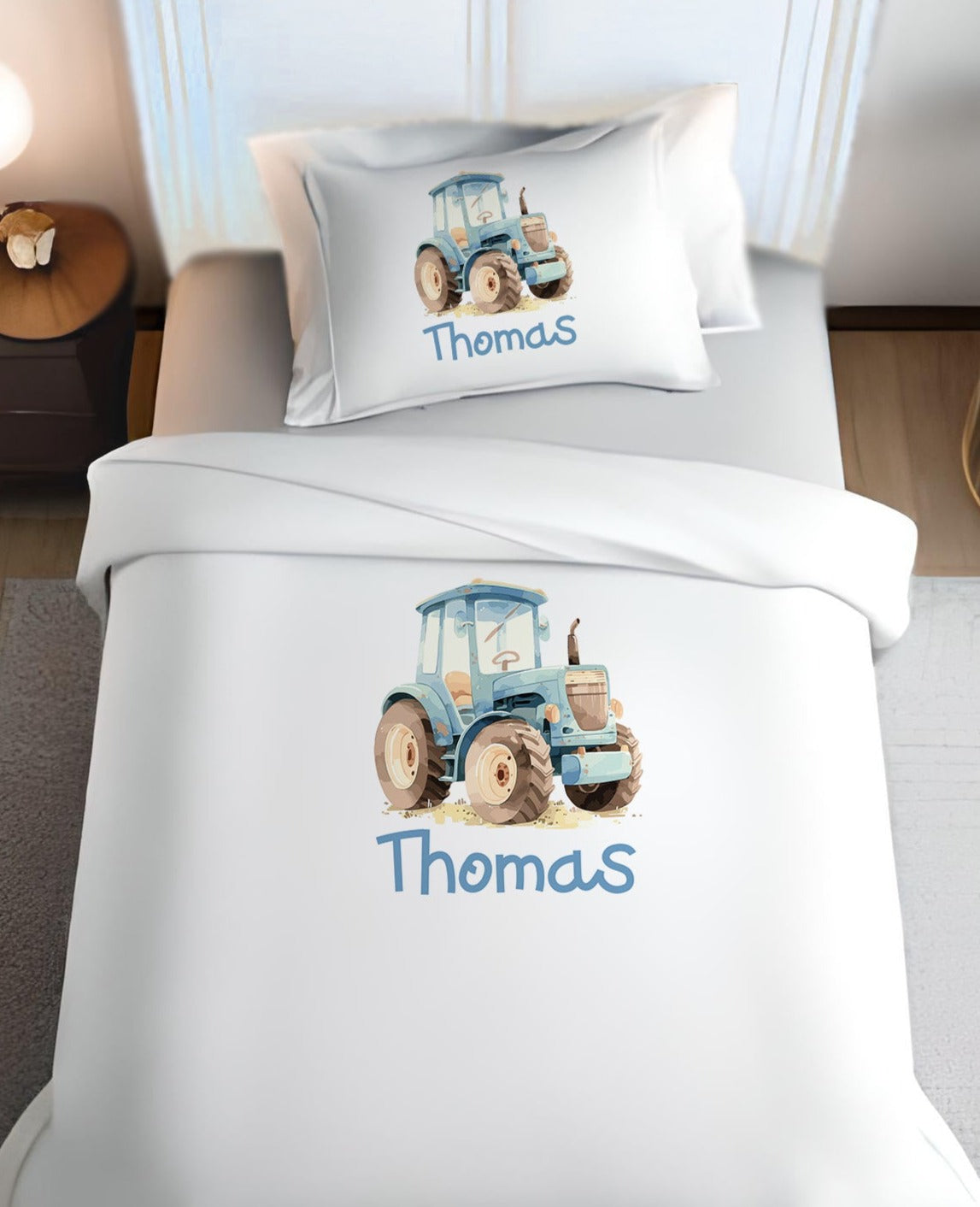 Tractor Farmer Boy - Personalised Duvet Cover Set with Toy basket