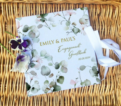 Personalised Engagement Party  "she said yes" Wedding Guest book with Ribbon