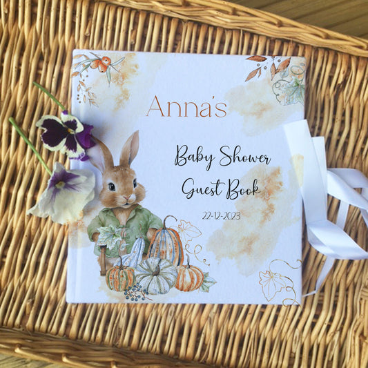 Autumn Bunny Personalised Baby Shower Welcome Sign Backdrop