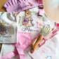 Pretty Pink Bunny - Personalised Kids Unique Linen Baking Set